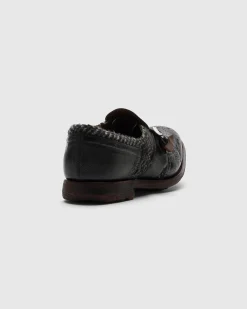Shanghai W - Antiqued Leather and Wool Monk Strap