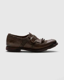 Shanghai W - Antiqued Leather and Wool Monk Strap