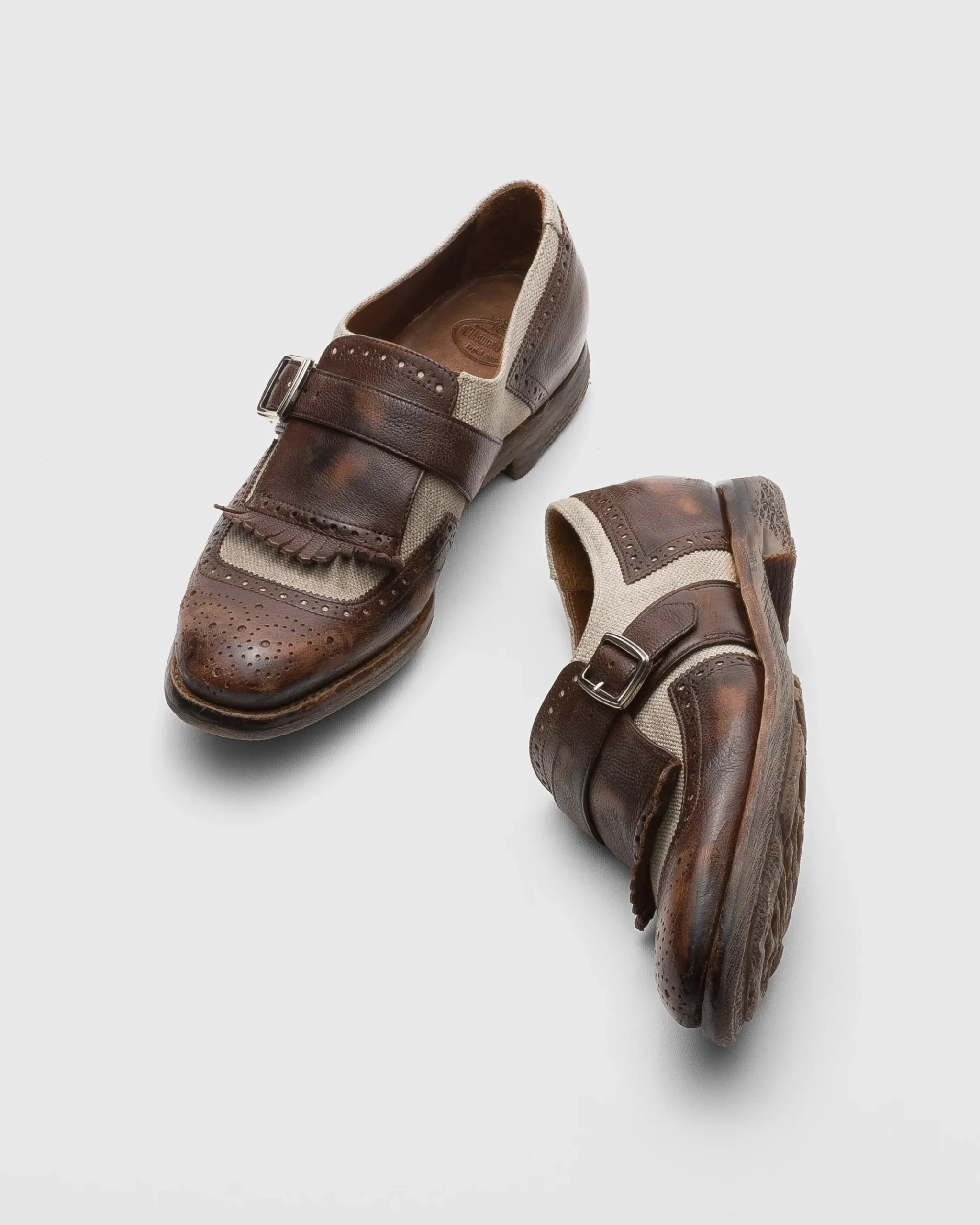 Shanghai W - Vintage Glacè and Linen Buckle Loafer