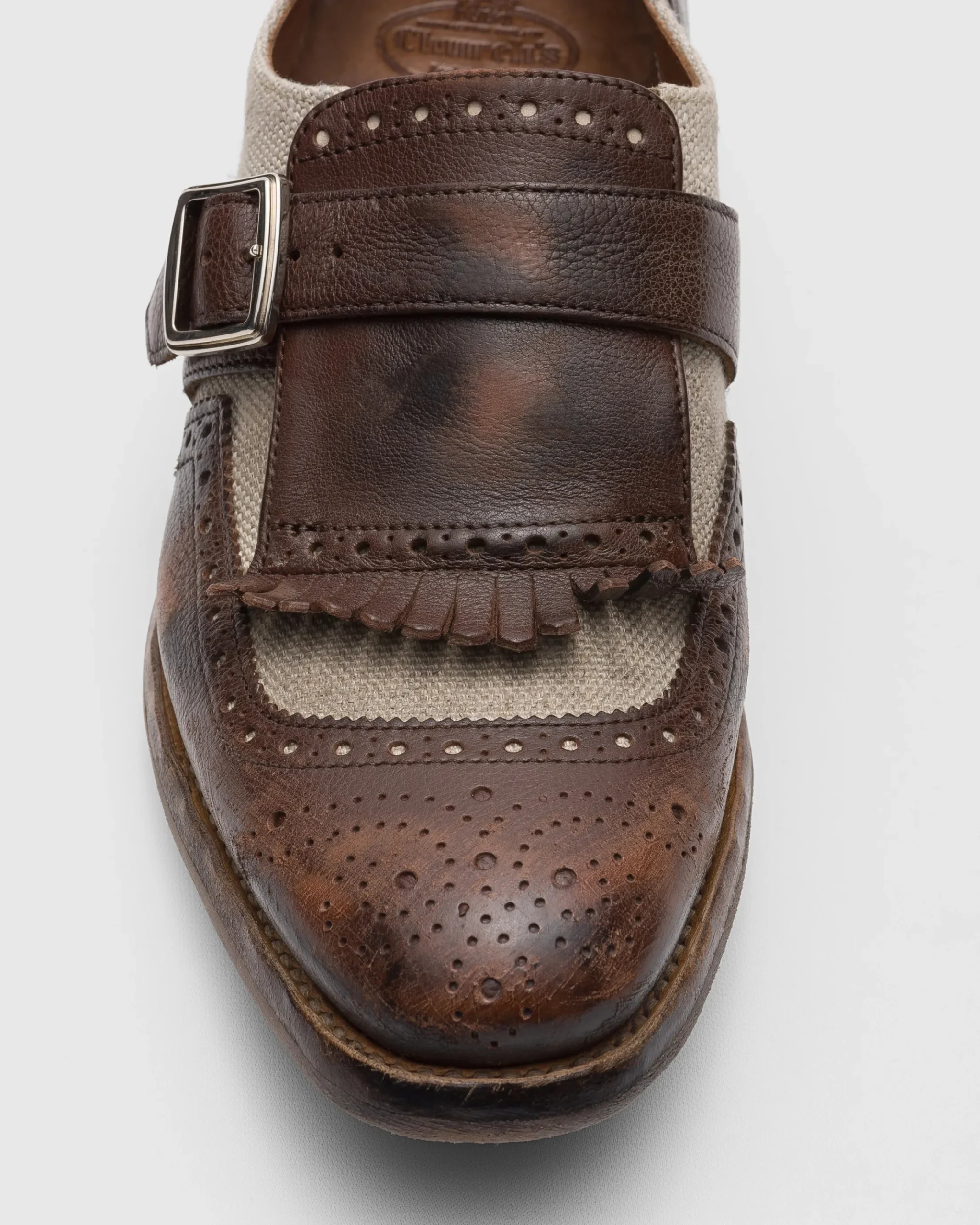 Shanghai W - Vintage Glacè and Linen Buckle Loafer