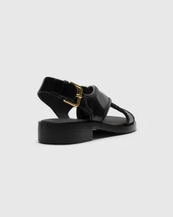 Sondra - Polished Fumé Leather Criss Cross Sandal
