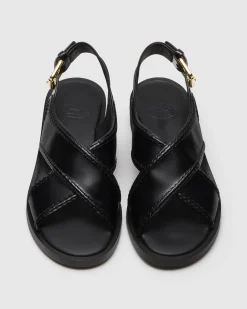Sondra - Polished Fumé Leather Criss Cross Sandal